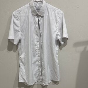 Zara White Patterned Men's Button Down Shirt